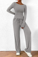 Load image into Gallery viewer, Round Neck Long Sleeve Top and Pants Set