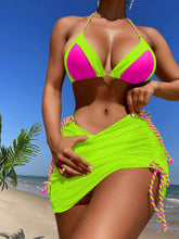 Load image into Gallery viewer, Contrast Tied Three-Piece Swim Set