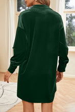 Load image into Gallery viewer, Velvet Collared Neck Long Sleeve Mini Dress