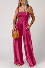 Load image into Gallery viewer, Smocked Square Neck Wide Leg Jumpsuit with Pockets