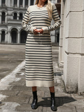 Load image into Gallery viewer, Striped Round Neck Long Sleeve Dress