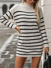 Load image into Gallery viewer, Striped Mock Neck Long Sleeve Mini Dress