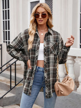 Load image into Gallery viewer, Mandy Pocketed Plaid Collared Neck Long Sleeve Shirt