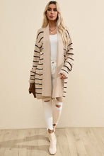 Load image into Gallery viewer, Striped Open Front Long Sleeve Cardigan