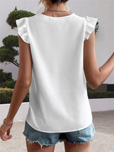 Load image into Gallery viewer, Lace Detail V-Neck Cap Sleeve Blouse