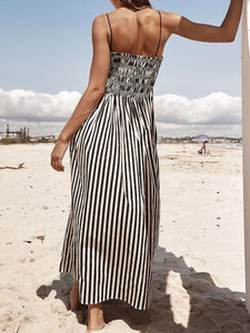 Smocked Striped Square Neck Cami Dress