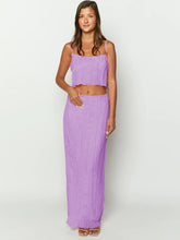 Load image into Gallery viewer, Square Neck Sleeveless Top and Ruched Skirt Set