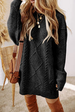 Load image into Gallery viewer, Cable-Knit Round Neck Sweater Dress