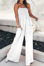 Load image into Gallery viewer, Smocked Spaghetti Strap Wide Leg Jumpsuit