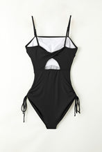 Load image into Gallery viewer, Drawstring Spaghetti Strap One-Piece Swimwear