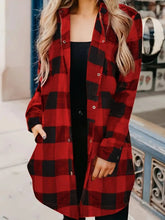 Load image into Gallery viewer, Plaid Collared Neck Snap Down Long Sleeve Jacket