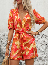 Load image into Gallery viewer, Printed Surplice Half Sleeve Romper