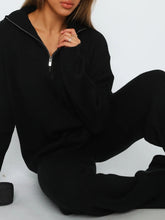 Load image into Gallery viewer, Quarter Zip Long Sleeve Top and Pants Set