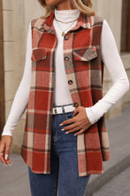 Load image into Gallery viewer, Plaid Button Up Vest Coat