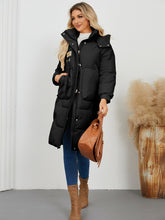 Load image into Gallery viewer, Long Sleeve Longline Hooded Winter Coat