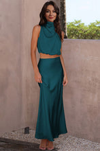 Load image into Gallery viewer, Cropped Turtle Neck Tank Top and Maxi Skirt Set