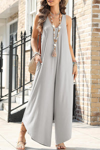 Pocketed Scoop Neck Wide Leg Jumpsuit