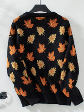 Load image into Gallery viewer, Maple Leaf Round Neck Long Sleeve Sweater