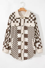 Load image into Gallery viewer, Plus Size Checkered Button Up Long Sleeve Jacket