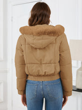 Load image into Gallery viewer, Pocketed Long Sleeve Cropped Hooded Winter Coat