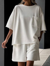 Load image into Gallery viewer, Pocketed Round Neck Half Sleeve Top and Shorts Set