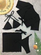 Load image into Gallery viewer, Halter Neck Bikini and Cover Up Four-Piece Swim Set