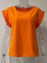 Load image into Gallery viewer, Ruffled Round Neck Cap Sleeve Blouse