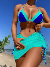 Load image into Gallery viewer, Contrast Tied Three-Piece Swim Set