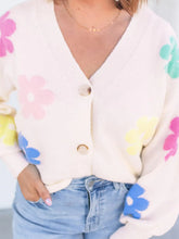 Load image into Gallery viewer, Plus Size Flower Button Up Long Sleeve Cardigan