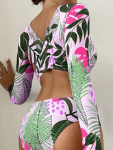 Load image into Gallery viewer, Crisscross Round Neck Long Sleeve Swimwear