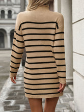 Load image into Gallery viewer, Striped Mock Neck Long Sleeve Mini Dress