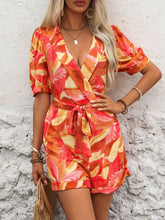 Load image into Gallery viewer, Printed Surplice Half Sleeve Romper