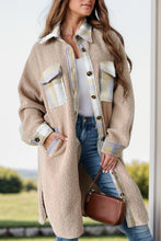 Load image into Gallery viewer, Slit Plaid Button Down Long Sleeve Coat