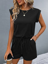 Load image into Gallery viewer, Round Neck Cap Sleeve Romper