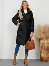 Load image into Gallery viewer, Long Sleeve Longline Hooded Winter Coat