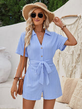 Load image into Gallery viewer, Short Sleeve Tie Waist Romper