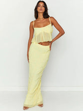 Load image into Gallery viewer, Square Neck Sleeveless Top and Ruched Skirt Set