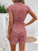 Load image into Gallery viewer, Striped Notched Tie Waist Romper