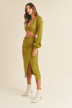 Load image into Gallery viewer, MABLE Front Twisted Knit Top and Midi Skirt Set