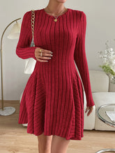 Load image into Gallery viewer, Ribbed Round Neck Long Sleeve Dress