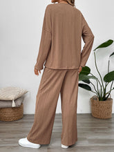 Load image into Gallery viewer, Perfee Quarter Button Long Sleeve Top and Pants Set