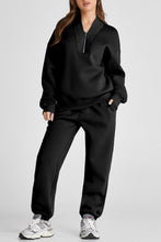 Load image into Gallery viewer, Quarter Zip Long Sleeve Top and Pants Set