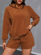 Load image into Gallery viewer, Long Sleeve Hoodie and Pocketed Shorts Set