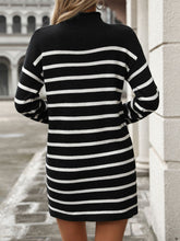 Load image into Gallery viewer, Striped Mock Neck Long Sleeve Mini Dress