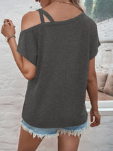 Load image into Gallery viewer, Asymmetrical Neck Short Sleeve T-Shirt