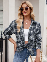 Load image into Gallery viewer, Mandy Pocketed Plaid Collared Neck Long Sleeve Shirt