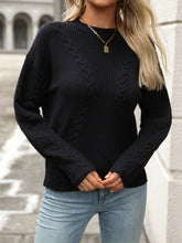 Load image into Gallery viewer, Cable-Knit Round Neck Long Sleeve Sweater