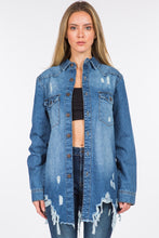 Load image into Gallery viewer, American Bazi Distressed Frayed Hem Denim Jacket