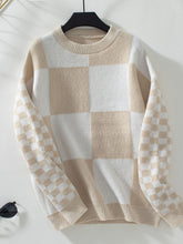 Load image into Gallery viewer, Color Block Round Neck Long Sleeve Sweater