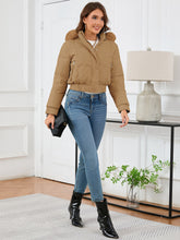 Load image into Gallery viewer, Pocketed Long Sleeve Cropped Hooded Winter Coat